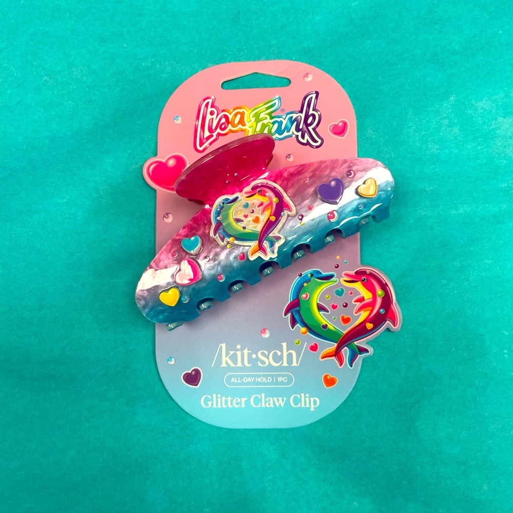 Lisa Frank X Kitsch Glitter Claw Hair Clip in Dancing Dolphins